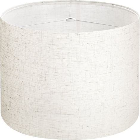 Abat-jour tambour, 330 x 330 x 250 mm, abat-jour de remplacement moyen en lin pour lampes de table, lampadaires et suspensions, housse ronde de rechange pour lampe, assemblage facile, lin clair (1/5)