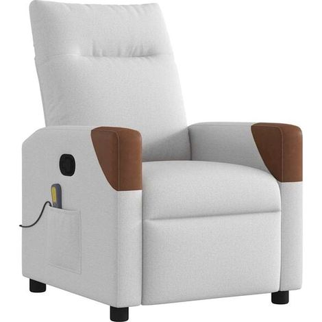 Fauteuil de massage ergonomique en tissu gris clair – Siège relaxant avec fonction chauffage, vibration et réglage inclinable – Idéal pour salon ou bureau (1/5)