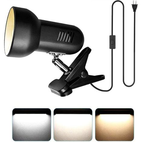 LED clamp-on work light, 360° rotating head, ultra-bright workbench light, desk lamp with clamp, 3 color temperature modes (1/5)