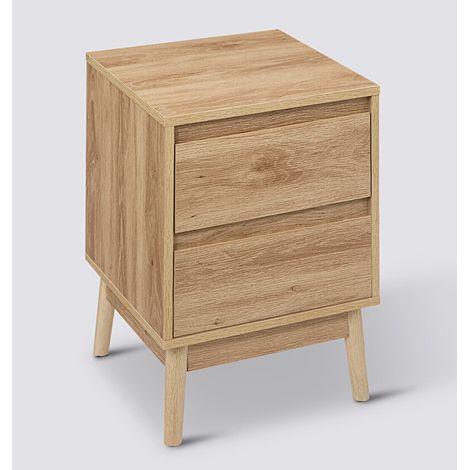 Table de chevet, table de nuit avec 2 tiroirs coloris Beige - Longueur 40 x Profondeur 40 x Hauteur 56 cm -PEGANE- (1/2)