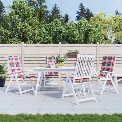 Coussins de chaise jardin dossier haut-Coussins de chaise de terrasse-Coussins d'extérieur lot de 4 carreaux rouges (1/5)