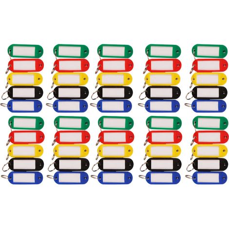 Lot de 50 étiquettes porte-clés de couleurs assorties, unies et simples, pour la classification. (1/5)