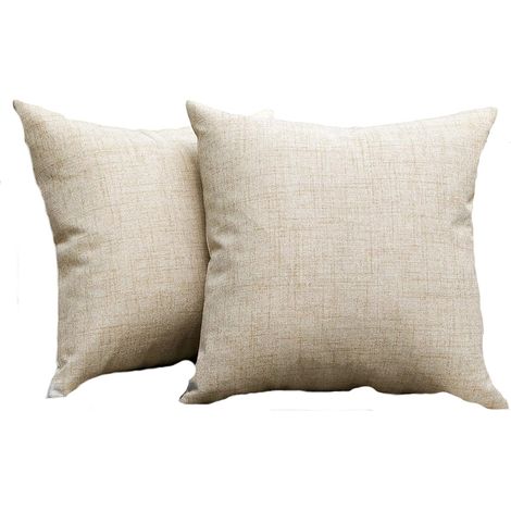 Housse De Coussin Extérieur - 18x18 Pouces - Tissu Faux Lin Imperméable Et Résistant Aux UV - Fermeture Éclair Cachée - Pour Mobilier De Jardin Ou Terrasse - 2 Pièces (1/5)