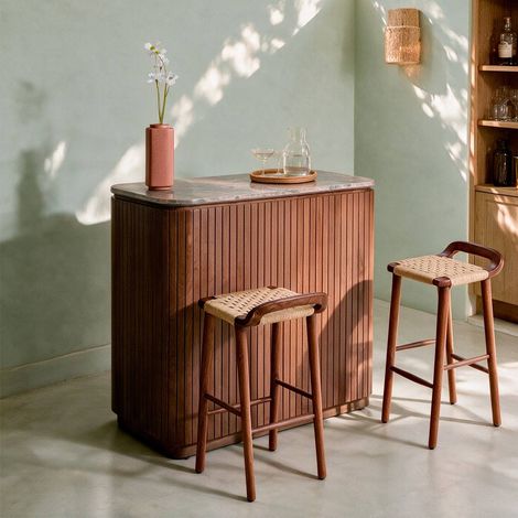 Meuble bar en bois de manguier et marbre Amaya (1/5)