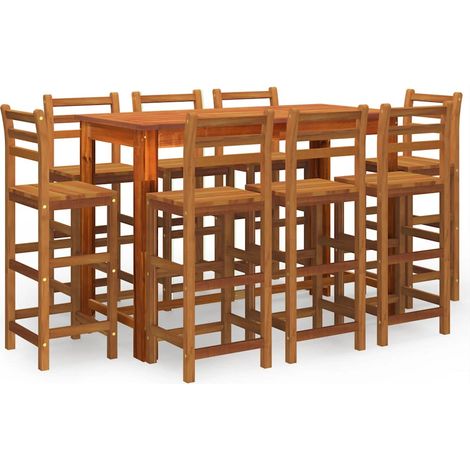 Maison Exclusive - 9-tlg. Gartenbar-Set Massivholz Akazie (1/5)