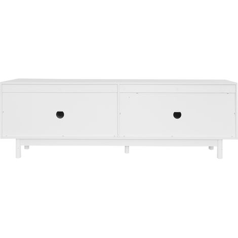 Meuble TV contemporain blanc 175 x 38 x 56 cm avec étagères réglables (1/5)