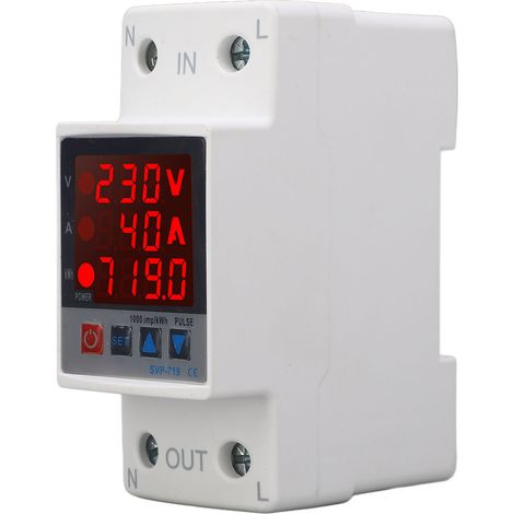 Protecteur de tension réglable AC220V 40A, dispositif intelligent de protection contre surtension et sous-tension, réarmement automatique (1/5)