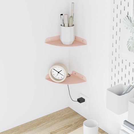 Estante flotante con estante 2 pcs Rosa 15 x 15 x 2 cm