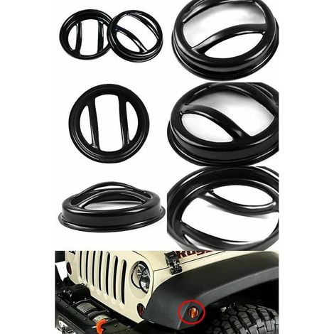 Suitable for Jeep Wrangler JK wheel arch light protective cover, side light cover, RR style wheel arch marker light decorative accessories (1/4)