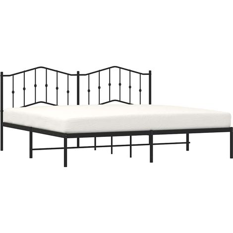 vidaXL Giroletto con Testiera in Metallo Nero 193x203 cm (1/5)