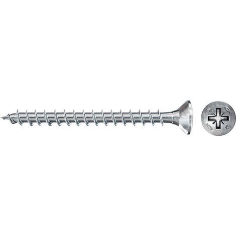 Vis PowerFast FPF II CZF 3,0x25 à Tête fraisée, empreinte PZ, zingué blanc, filetage total - Boîte de 300 (1/3)