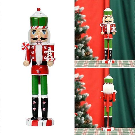 Casse-noisettes en bois uniques, figurines de Noël 38 cm, Père Noël porte-bonheur (1/4)