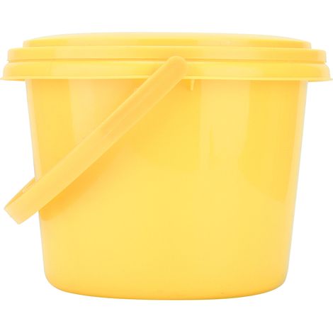 Seau multifonction en plastique à 2 compartiments avec palettes pour mélange de couleurs (YJ004 Jaune)
