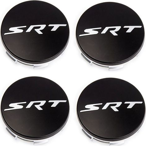Cache-moyeu de roue 63mm compatible Dodge Hellcat SRT, Challenger et Chrysler 300C – Centre de jante, capuchon de moyeu pour jante voiture, accessoire roue auto en ABS, kit 4 pièces – Noir mat (1/2)