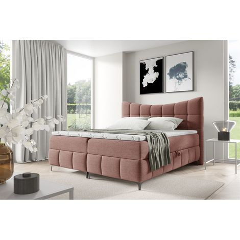 Boxspringbett Schlafzimmerbett CHARLES PREMIUM 160x200cm Stoff Aragon Rosa
