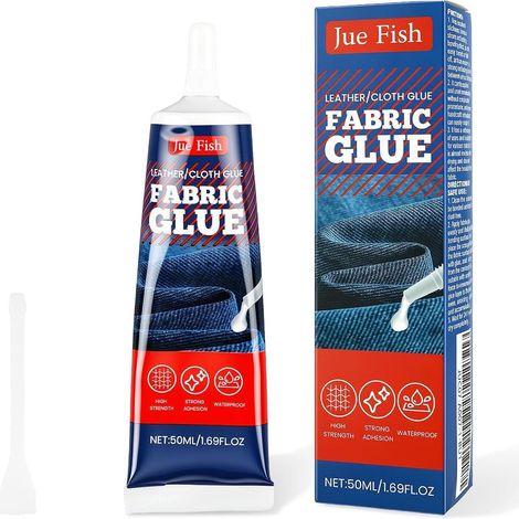 Colle textile transparente 50ml grattoir inclus lavable colle tissu cuir (1/5)