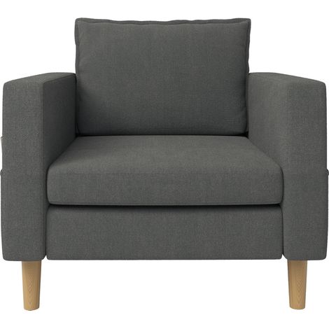 Fauteuil d'appoint scandinave avec rangement latéral en tissu chenille gris pour intérieur (1/5)
