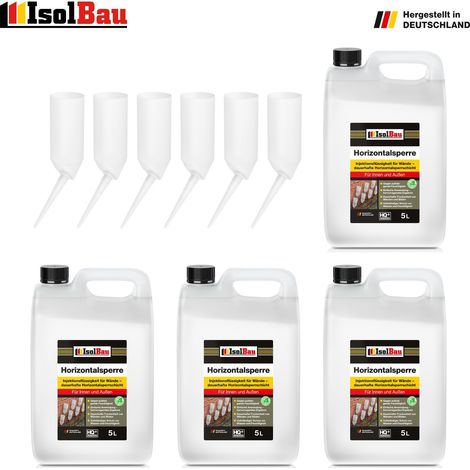 IsolBau Horizontalsperre 20L + 6 x Injektionstrichter Wand Verkieselung Trockene