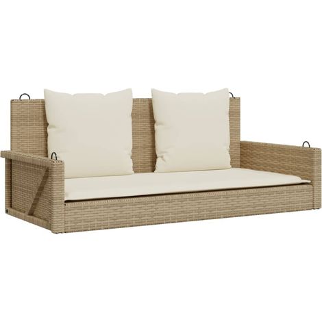 Maison Exclusive - Hängebank mit Kissen Beige 119x56x48 cm Poly R