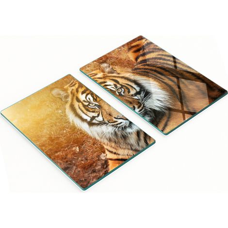 Stilvolle und robuste Glasplatten mit Bengal-Tiger-Motiv, 2 x 40 x 52 cm (1/5)