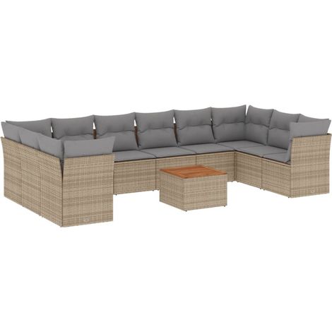 Maison Exclusive - Set de sofás de jardín 11pzas con cojines ratá (1/3)