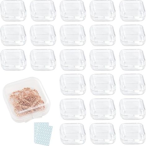 Petite Boite Rangement Plastique, Mini Boite Plastique Transparente avec Couvercle, Boite Rangement Perle pour Bijoux, Perles, Travaux Manuels, Petits Objets (3,5 x 3,5 x 1,8 cm) (1/5)