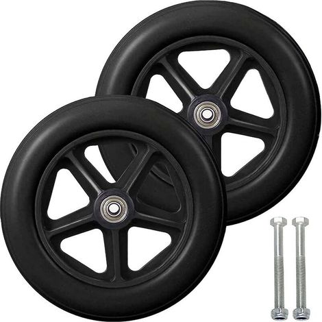 Roulette avant de 8 pouces, 2 roues de rechange pour fauteuil roulant, pneu solide antidérapant, 190 mm gris en noir