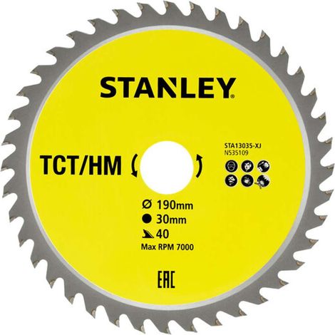 Stanley - Hoja de sierra para madera 190x30 mm, 40 dientes STA13035-XJ (1/2)