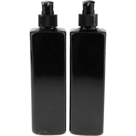 Lot de 2 flacons vides de 500 ml en plastique noir avec pompe doseuse, parfaits pour la distribution - Pompe noire, 500 ml-Black Pump