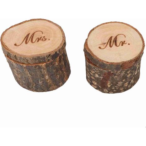 Retro Wedding Ring Box Container, Unique Ring Jewellery Holder for Literary Teenagers, Made of Wood Material, Very Suitable for Country House Style Weddings (MR & MRS) (1/5)