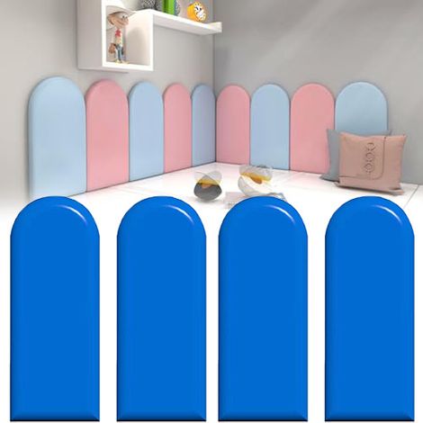 SIENTICE 3D Wandpaneele, 4er-Set, Kindersichere Wandpaneele, Selbstklebende Antikollisions-Wandmatten (2040CM, Dunkelblau).