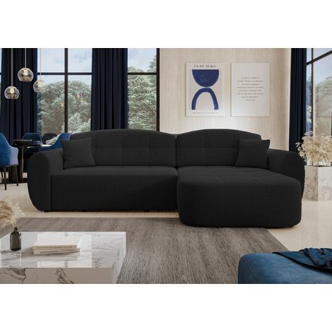 AX LIVING Ecksofa mit Schlaffunktion Nubio 282 cm breit – schwarze Couch