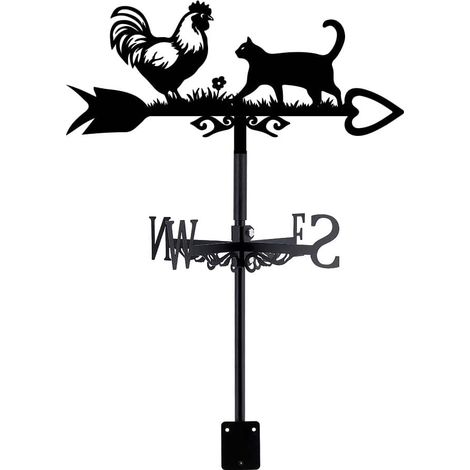 Chicken Cat Weather Vane with Metal Flower with Animals Garden Decoration for Farm Garden Outdoor Yard (1/5)