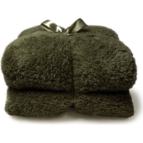COPERTA PLAID TEDDY 150X200CM VERDE INVERNO