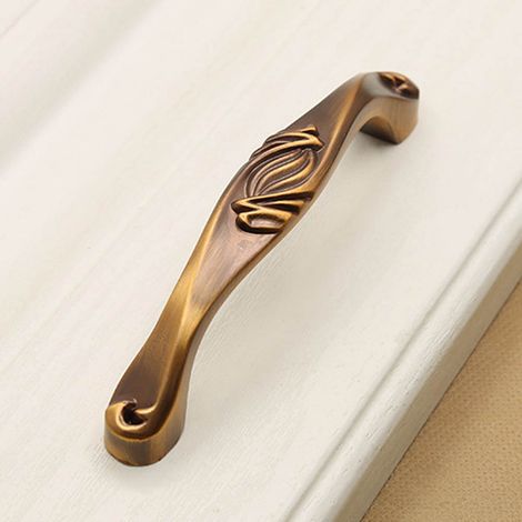 Poignée de meuble vintage européenne pour porte, tiroir, armoire et placard, tirage en laiton, entraxe 96 mm