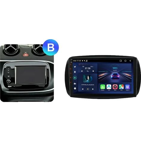Radio para coche, pantalla táctil, soporte multimedia, compatible con Mercedes Benz Smart 453 Fortwo 2014 2015 2016-2020, V1 (2G 64G) 9" B (1/2)