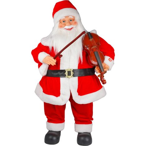Pupazzo Babbo Natale H80 cm con Violino Luci e Suoni Rosso (1/2)