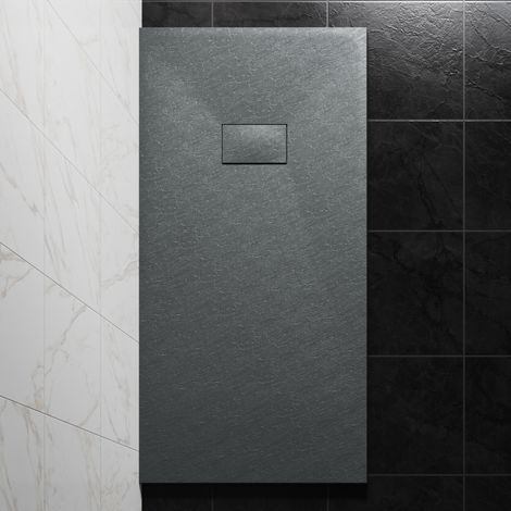 NRG 1500 x 700mm SMC Anthracite Rectangle Slate Effect Bathroom Shower Tray