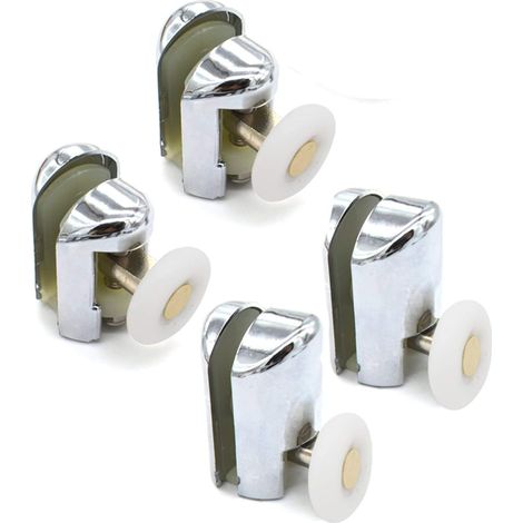 Lot de 4 rouleaux de porte de douche chromés 2 supérieur et 2 inférieur, argent (1/5)