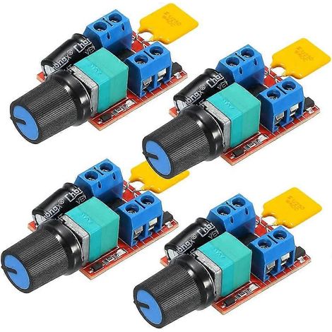 Lot de 4 mini-contrôleurs de vitesse pour moteurs, régulateur de vitesse PWM, interrupteur PWM réglable 5 A, variateur de vitesse 12/24/35 V avec indicateur LED (1/5)