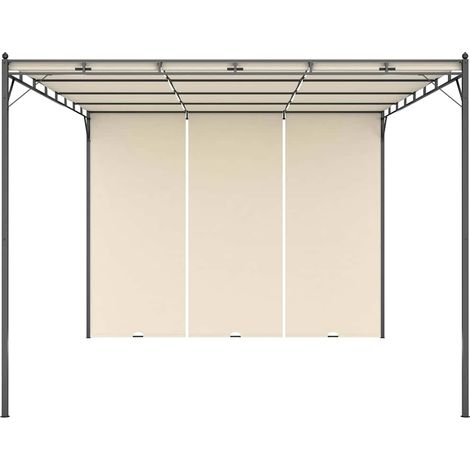 Tonnelle Barnum de Jardin, Pavillon, Pergola, Tente de jardin, avec rideau latéral 4x3x2,25 m Crème OIB2204E (1/5)