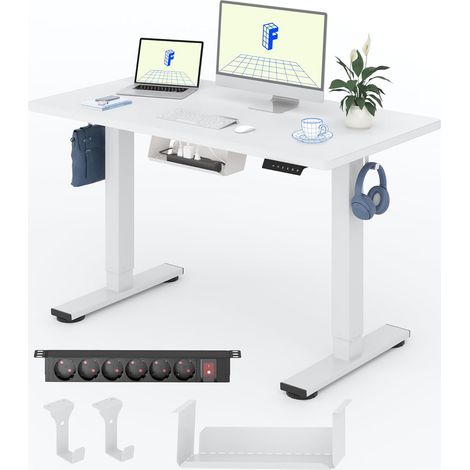 FLEXISPOT Bureau Assis Debout 100x60cm Une Pièce, Blanc