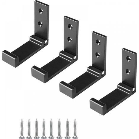 4 PiècesCrochet de Suspension Mural en Alliage D'aluminium Patères Pliables à 90 ° avec vis pour Armoire de Porte Murale Cuisine Salle de Bain Bureau Mural Vestiaire Salle de Bain (Noir) (1/5)