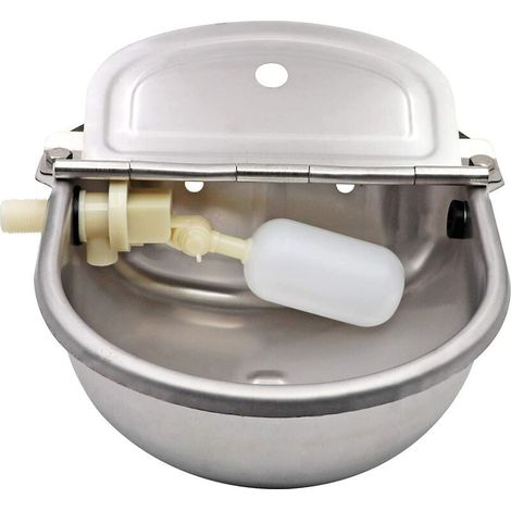 Stainless steel water trough with drain plug and adjustable float valve for horses, dogs, cattle, goats, sheep, pigs, automatic cattle drinker MUMU (1/4)