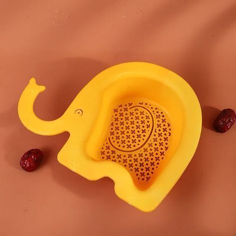 Spülbecken-Sieb, Abtropfkorb für Essensreste, Küchen-Gemüse-Suppen-Müllfilter, dreieckiger Haushalts-Wasserfilter aus Kunststoff, Abtropfgestell, gelber Elefant (1/5)