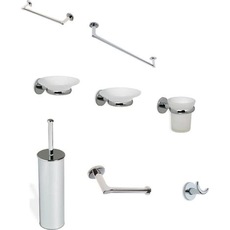 Set Accessori Bagno 8 Pezzi Cromo - Serie: Liz