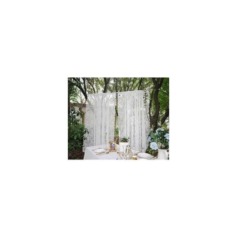 Lot 2 Rideaux Dentelle Blanche 150x200 cm Floral, Tulle, Embrasses, Salon & Chambre (1/5)