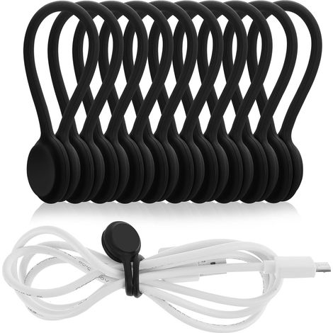 Lot de 10 attaches magnétiques en silicone pour câbles, organiseur de câbles réutilisable, gestionnaire de câbles USB pour bureau, école et maison.-AquaForge (1/5)