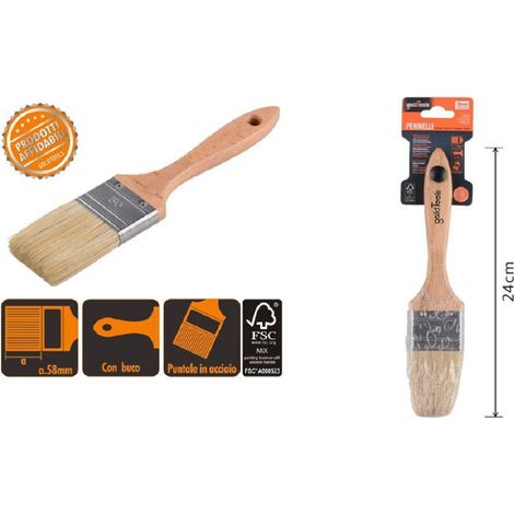 Kaela - Pennello Piatto 24 Cm Manico In Legno Setole Morbide Per Pittura Vernice 90205 - (1/3)