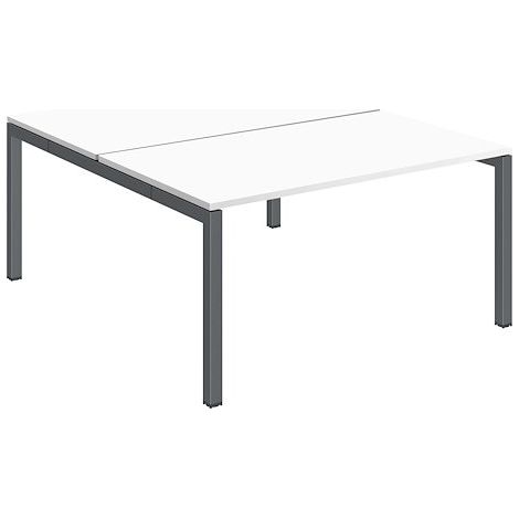 Pôle 2 bureaux droits Teamline L 180 cm - plateaux blanc piètement métal anthracite arche - Maxiburo